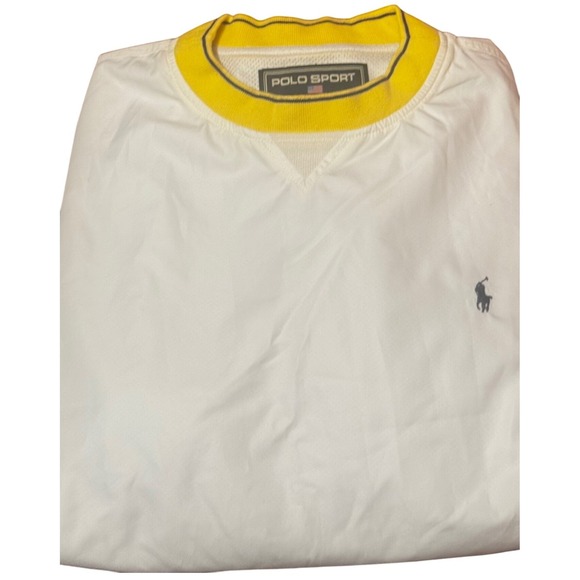 Polo Sport Ralph Lauren Pullover Jacket Windbreaker Mens Size L White Yellow - Picture 10 of 10